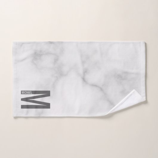 モダンはっきりしたパーソナライズされたモノグラム名 バスタオルセット (ハンドタオル)