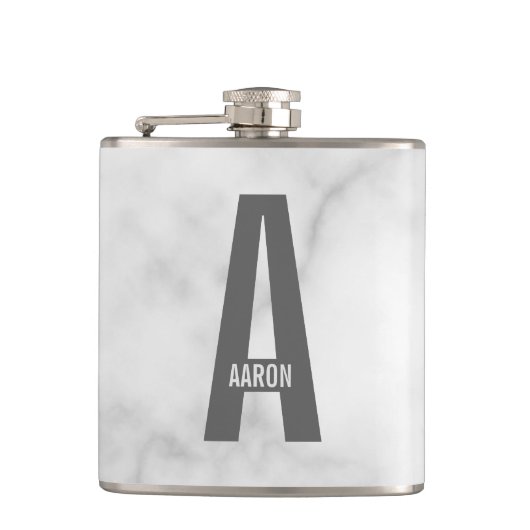 モダンはっきりしたパーソナライズされたモノグラム名 フラスク (正面)