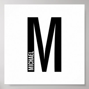 モダンはっきりしたパーソナライズされたモノグラム名 ポスター