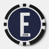 モダンはっきりしたパーソナライズされたモノグラム名 ポーカーチップ (正面)
