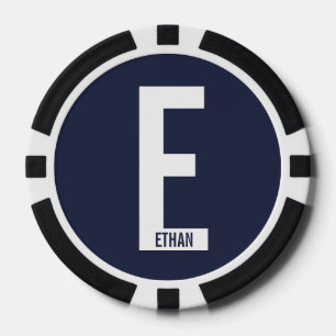 モダンはっきりしたパーソナライズされたモノグラム名 ポーカーチップ