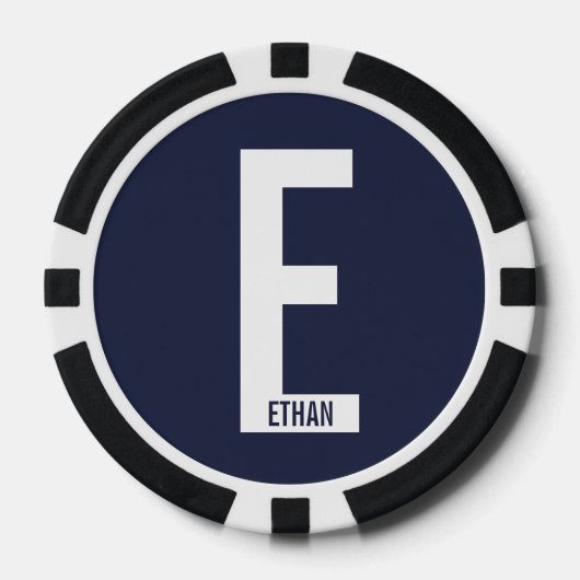 モダンはっきりしたパーソナライズされたモノグラム名 ポーカーチップ (正面)