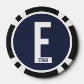 モダンはっきりしたパーソナライズされたモノグラム名 ポーカーチップ (裏面)