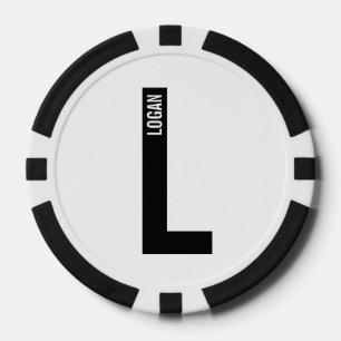 モダンはっきりしたパーソナライズされたモノグラム名 ポーカーチップ
