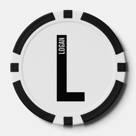 モダンはっきりしたパーソナライズされたモノグラム名 ポーカーチップ (正面)