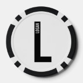 モダンはっきりしたパーソナライズされたモノグラム名 ポーカーチップ (裏面)