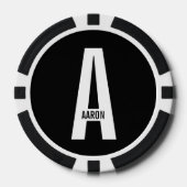 モダンはっきりしたパーソナライズされたモノグラム名 ポーカーチップ (正面)