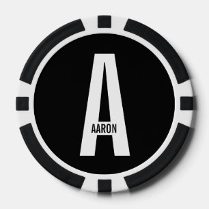 モダンはっきりしたパーソナライズされたモノグラム名 ポーカーチップ