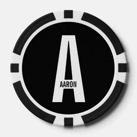 モダンはっきりしたパーソナライズされたモノグラム名 ポーカーチップ (正面)