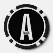 モダンはっきりしたパーソナライズされたモノグラム名 ポーカーチップ (裏面)