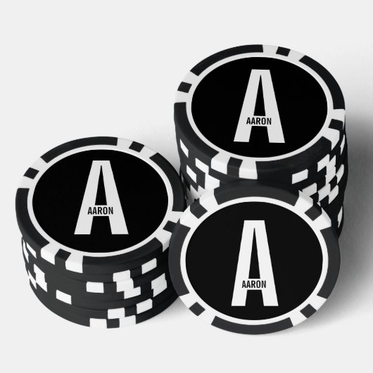 モダンはっきりしたパーソナライズされたモノグラム名 ポーカーチップ (積み重ね)