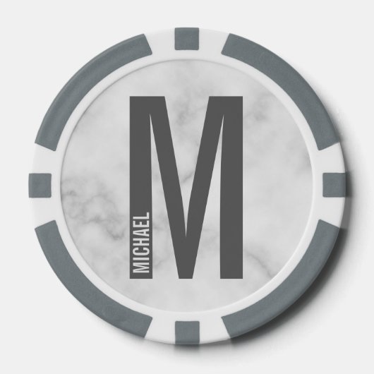 モダンはっきりしたパーソナライズされたモノグラム名 ポーカーチップ (正面)