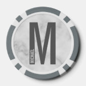 モダンはっきりしたパーソナライズされたモノグラム名 ポーカーチップ (裏面)