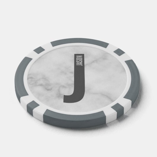 モダンはっきりしたパーソナライズされたモノグラム名 ポーカーチップ (シングル)