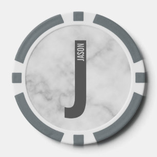 モダンはっきりしたパーソナライズされたモノグラム名 ポーカーチップ