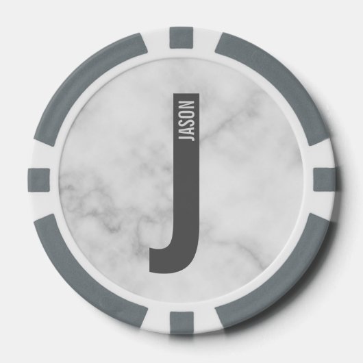 モダンはっきりしたパーソナライズされたモノグラム名 ポーカーチップ (正面)