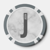 モダンはっきりしたパーソナライズされたモノグラム名 ポーカーチップ (裏面)