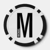 モダンはっきりしたパーソナライズされたモノグラム名 ポーカーチップ (裏面)