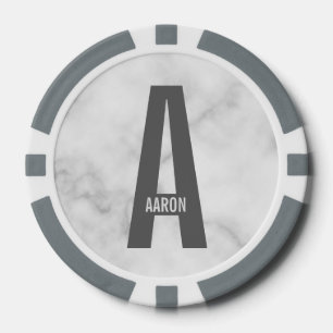 モダンはっきりしたパーソナライズされたモノグラム名 ポーカーチップ