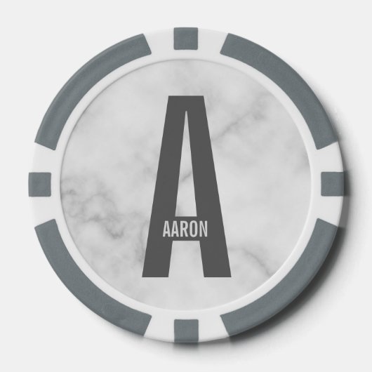 モダンはっきりしたパーソナライズされたモノグラム名 ポーカーチップ (正面)