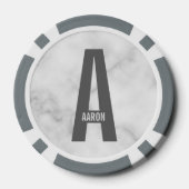 モダンはっきりしたパーソナライズされたモノグラム名 ポーカーチップ (裏面)