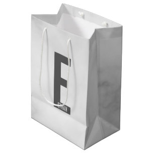 モダンはっきりしたパーソナライズされたモノグラム名 ミディアムペーパーバッグ