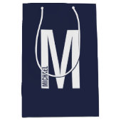 モダンはっきりしたパーソナライズされたモノグラム名 ミディアムペーパーバッグ (正面)