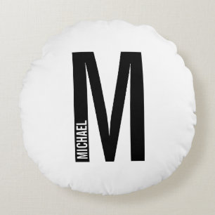 モダンはっきりしたパーソナライズされたモノグラム名 ラウンドクッション