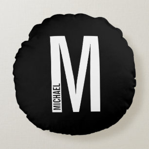 モダンはっきりしたパーソナライズされたモノグラム名 ラウンドクッション