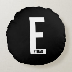 モダンはっきりしたパーソナライズされたモノグラム名 ラウンドクッション
