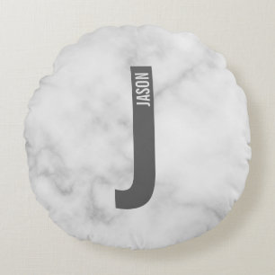 モダンはっきりしたパーソナライズされたモノグラム名 ラウンドクッション