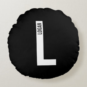 モダンはっきりしたパーソナライズされたモノグラム名 ラウンドクッション
