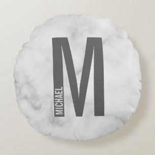 モダンはっきりしたパーソナライズされたモノグラム名 ラウンドクッション