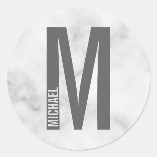 モダンはっきりしたパーソナライズされたモノグラム名 ラウンドシール (正面)