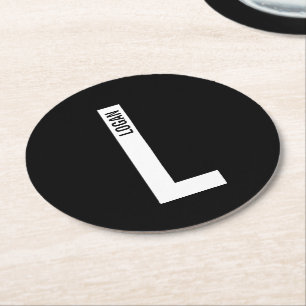 モダンはっきりしたパーソナライズされたモノグラム名 ラウンドペーパーコースター