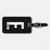 モダンはっきりしたパーソナライズされたモノグラム名 ラゲッジタグ (正面横)