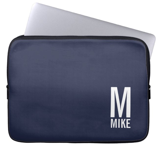 モダンはっきりしたパーソナライズされたモノグラム名 ラップトップスリーブ (正面)