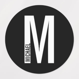 モダンはっきりしたパーソナライズされたモノグラム名 ラベル