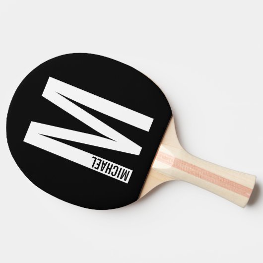 モダンはっきりしたパーソナライズされたモノグラム名 卓球ラケット (横)
