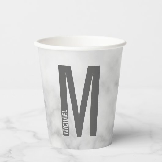 モダンはっきりしたパーソナライズされたモノグラム名 紙コップ (正面)