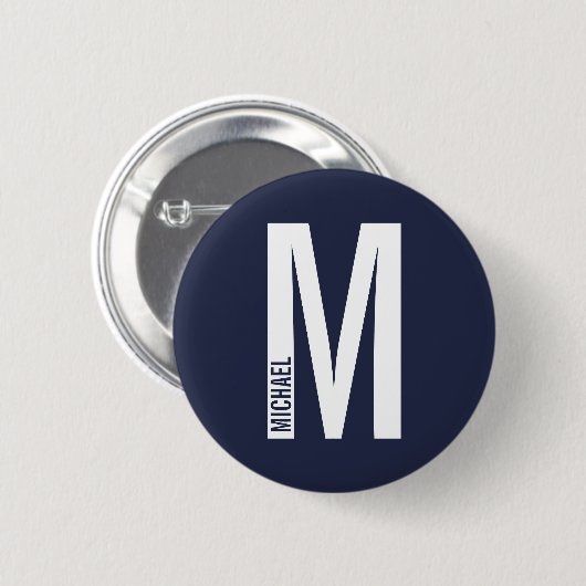 モダンはっきりしたパーソナライズされたモノグラム名 缶バッジ (正面&裏面)
