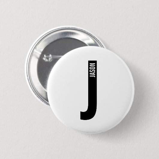 モダンはっきりしたパーソナライズされたモノグラム名 缶バッジ (正面&裏面)