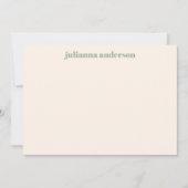 モダンはっきりしたパーソナライズされた Sage Green ストライプ名  ノートカード (正面)