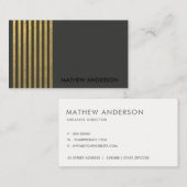 モダンはっきりしたフェイク金ゴールド黒ストライプの線パターン 名刺 (正面/裏面)