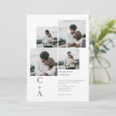 モダンはっきりしたフォントセージ緑4枚の写真結婚グリッド 招待状 (スタンド正面)