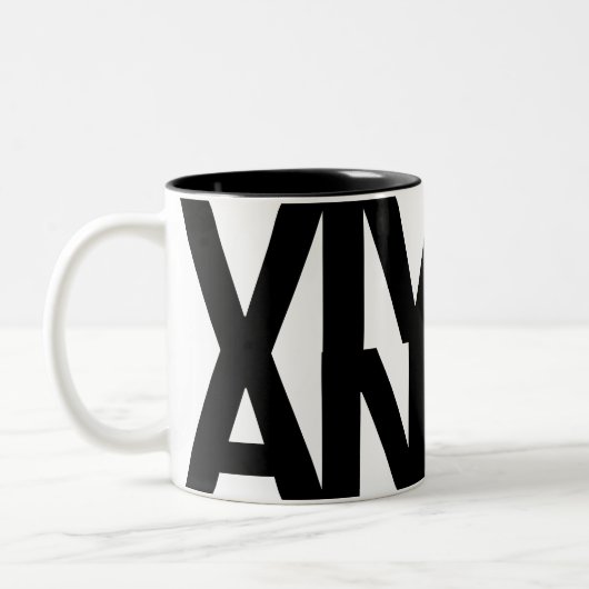 モダンはっきりしたフォントタイポグラフィユニークワードアートヴィヴィアン ツートーンマグカップ (左)