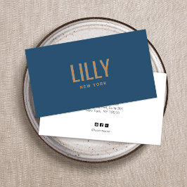 モダンはっきりしたフォントティール（緑がかった色）ブルー 名刺