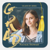 モダンはっきりしたフォント写真卒業タッセル スクエアシール (正面)