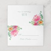 モダンはっきりしたフローラピンクオレンジモノグラム結婚ズ プレイスカード (外部開封)