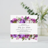 モダンはっきりしたフローラブライトパープルブライダルシャワー 招待状 (スタンド正面)